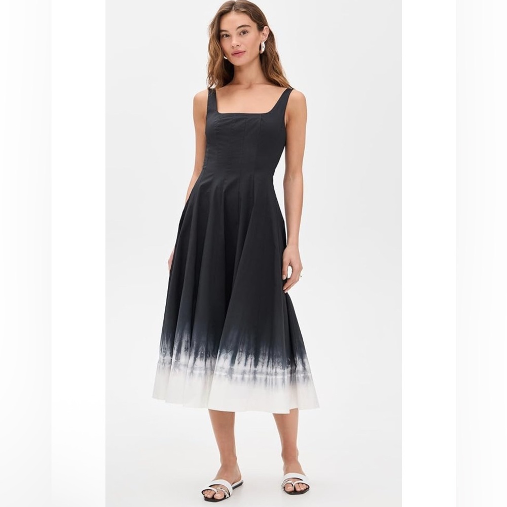 Staud Wells Pleated Stretch-Cotton A-Line Midi-Dress size 6 - Picture 5 of 12